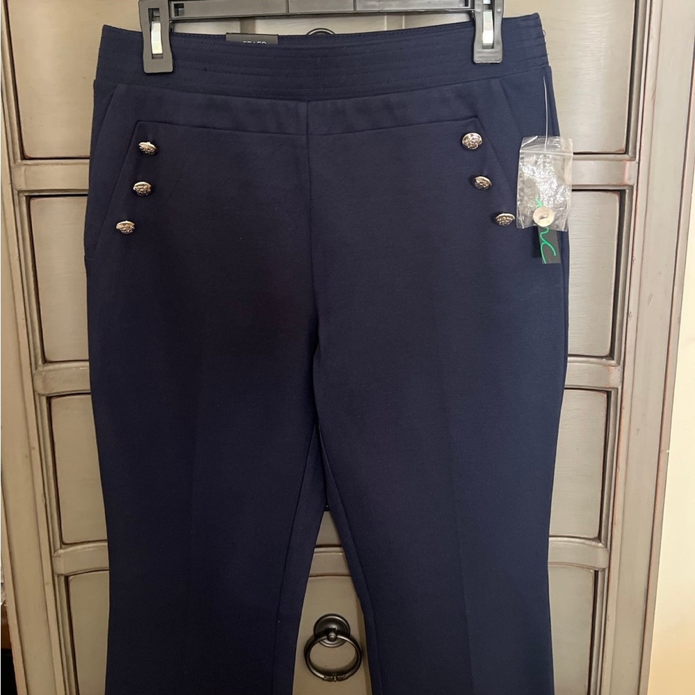 INC pull on flare pants gold buttons size 6